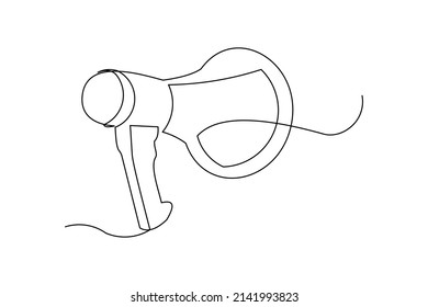 Continuous single one line art drawing of megaphone speaker for news and promotion vector illustration
