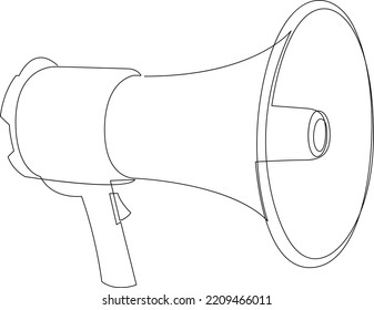 Dibujo continuo de una sola línea de altavoz megáfono para noticias y promoción. Ilustración vectorial.