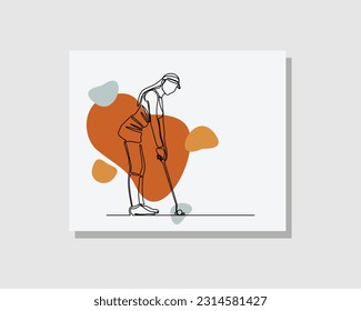 Kontinuierliche einmalige Kunstzeichnung eines Profi-Golfer-Athleten im Boho-Stil, Vektorgrafik
