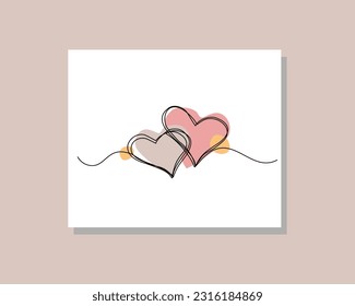 Dibujo continuo de una sola línea de arte de amor al corazón forma día valentina atención de salud romántica humanidad juntos símbolo de unidad en diseño de estilo bohemio vectorial