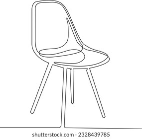 Continuous single one line art drawing of aesthetic modern minimalist cozy sofa chair vector illustration,Scandinavian stylish furniture in simple Linear style. Doodle vector illustration