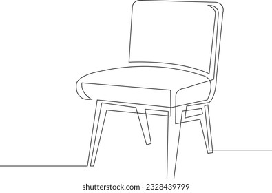 Continuous single one line art drawing of aesthetic modern minimalist cozy sofa chair vector illustration,Scandinavian stylish furniture in simple Linear style. Doodle vector illustration