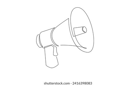 Continuous single one line art drawing of megaphone speaker for news and promotion vector illustration