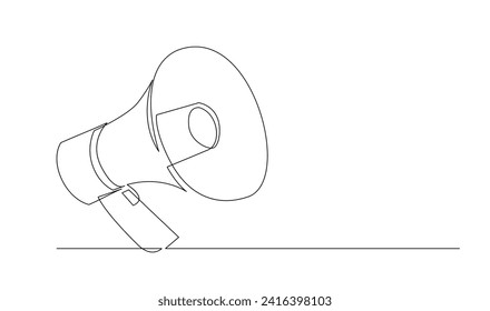 Continuous single one line art drawing of megaphone speaker for news and promotion vector illustration