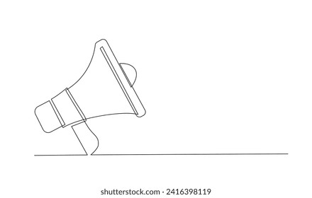 Dibujo continuo de una sola línea de un altavoz megáfono para la ilustración de vectores de noticias y promoción