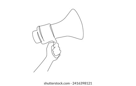 Continuous single one line art drawing of megaphone speaker for news and promotion vector illustration