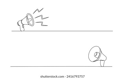Continuous single one line art drawing of megaphone speaker for news and promotion vector illustration