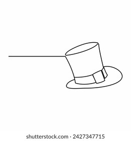 Continuous single one line art St Patrick's Day Leprechaun hat icon vector