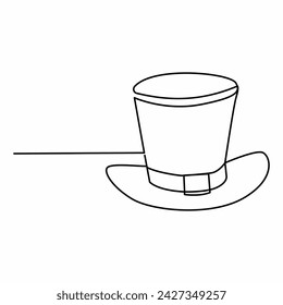 Continuous single one line art St Patrick's Day Leprechaun hat clip art vector