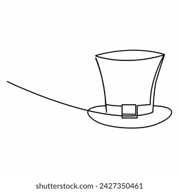 Continuous single one line art St Patrick's Day Leprechaun hat