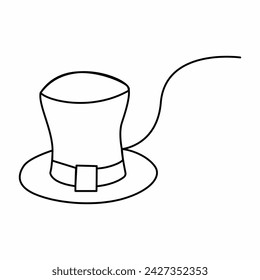 Continuous single one line art drawing St Patrick's Day Leprechaun hat illustration