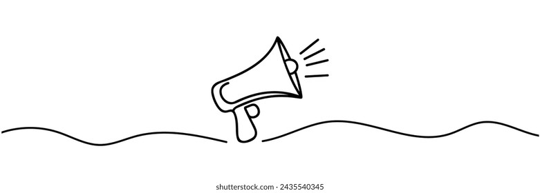 Continuous single one line art drawing of megaphone speaker for news and promotion . vector illustration