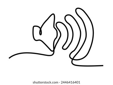 Continuous single one line art drawing of megaphone speaker for news and promotion vector illustration