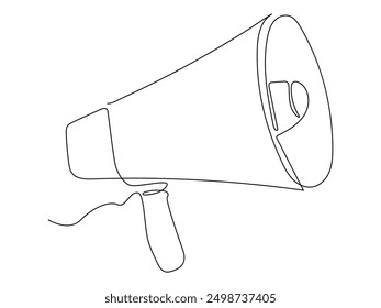  Continuous single one line art drawing of megaphone speaker.