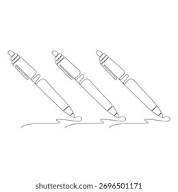 Continuous single one line art of ball pen in abstract minimal style isolated outline illustration.
