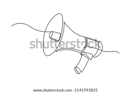 Continuous single one line art drawing of megaphone speaker for news and promotion vector illustration