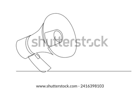 Continuous single one line art drawing of megaphone speaker for news and promotion vector illustration