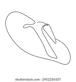 Continuous single one line of beach slippers drawing illustration art vector sandal design