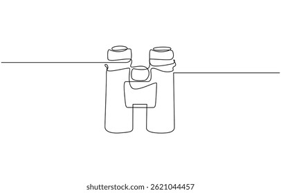 Uma única linha contínua de binóculos. Ilustração vetorial, Binóculos desenho contínuo de uma linha do vetor pro. Curso editável de linha contínua binóculos de caça.