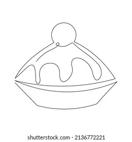Continuous single one line drawing of sweet delicious muffin cup cake vector illustration