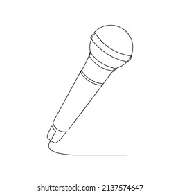 Continuous single one line drawing of microphone vector illustration