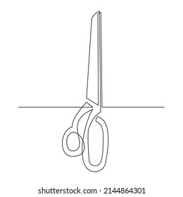 Continuous single one line drawing of utensil scissor paper or barber shop