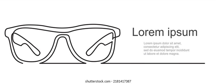 Continuous single one line drawing of glasses.Optics salon concept. Line art. Illustration with quote template. Can used for logo, emblem, slide show and banner.