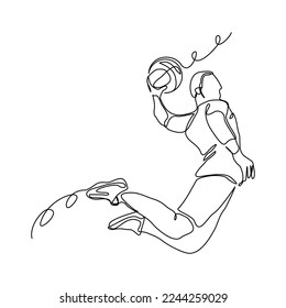 Continuous single one line drawing of basketball man player healthy sport championship vector illustration