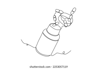 Continuous single one line drawing of medicine pill or capsule bottle. Vector illustration of container medical drug pharmacy care.