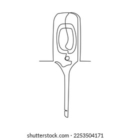 Continuous single one line drawing of various types of thermometers. Vector illustration of medical temperature measurement.
