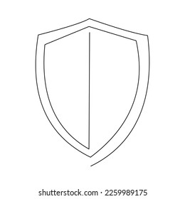 Continuous single one line drawing art of Shield protection. Vector illustration of business guard defense and data safety or health care.