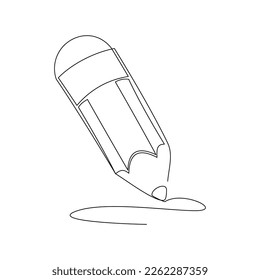 Continuous single one line drawing art of drawing pencil vector illustration.