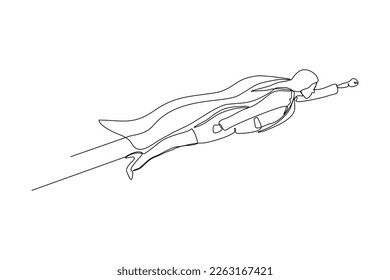 Continuous single one line drawing of flying business super hero man. Vector illustration concept of power employee, success achievement, business hero leader.