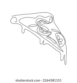 Continuous single one line drawing art of delicious sliced cheese pizza. Vector illustration of restaurant menu fast food.