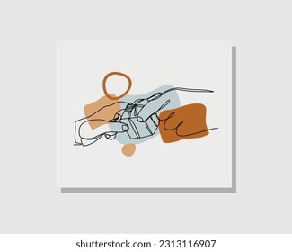 Continuous single one line drawing art of hand holding gift box with ribbon present for birthday, valentine day, Christmas, New Year congratulations vector illustration