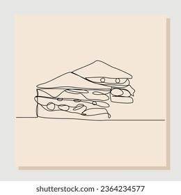 continuous single one line drawing of delicious sandwich. Fast food or junk food line concept for cafe, restaurant, and food shop. vector illustration