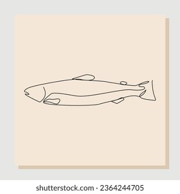 Continuous single one line drawing art of salmon bass fish big mouth. Line art concept for fishing sport vector illustration