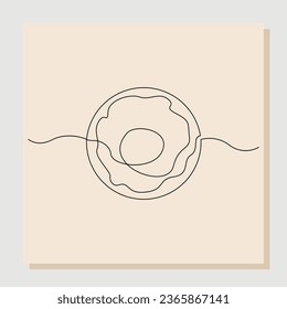 continuous single one line drawing of sweet tasty donut. vector illustration