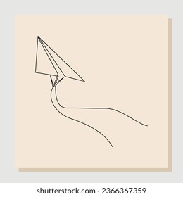Continuous single one line drawing of paper airplane. vector illustration business concept