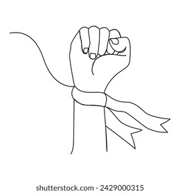 Continuous Single one line drawing Labour day concept Fist Gesture art vector illustration