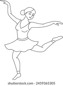 Continuous single one line drawing art of beautiful woman ballerina dancer show. Vector illustration artistic ballet.