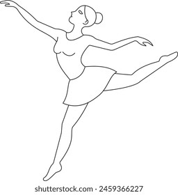 Continuous single one line drawing art of beautiful woman ballerina dancer show. Vector illustration art