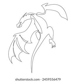 Continuous single one line drawing dragon