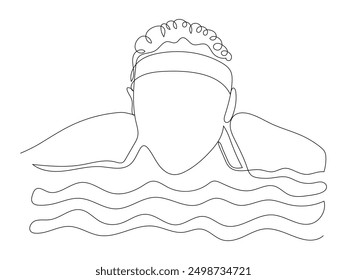 Continuous single one line drawing art of swimming athlete woman.