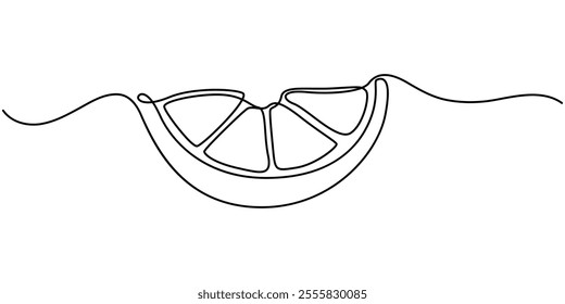 Continuous single one line drawing of lemon lime fresh summer fruit vector illustration, Abstract shaped lemon . single line lemon icon, Continuous line drawing citrus fruit. Healthy food natural.