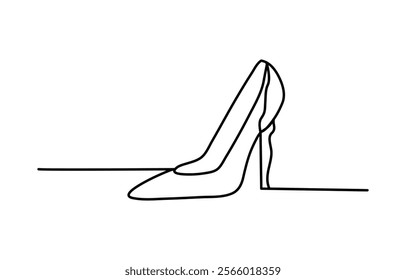 Continuous single one line drawing of woman high heeled beautiful fashion shoes vector illustration,