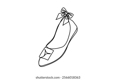 Continuous single one line drawing of woman high heeled beautiful fashion shoes vector illustration,