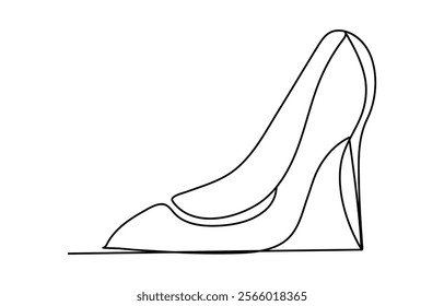 Continuous single one line drawing of woman high heeled beautiful fashion shoes vector illustration,