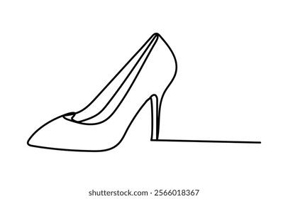 Continuous single one line drawing of woman high heeled beautiful fashion shoes vector illustration,