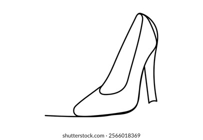 Continuous single one line drawing of woman high heeled beautiful fashion shoes vector illustration,